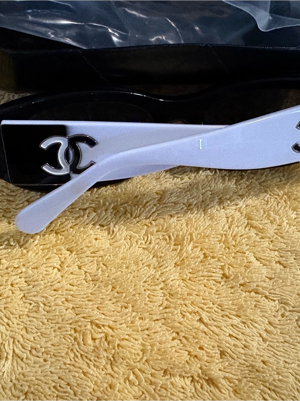 CHANEL Black and White CC Logo Sunglasses